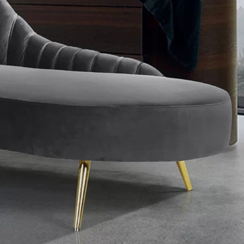 Glam Upholstered Velvet Chaise Lounge Couch Metal Chaise Lounge Chair Clearhalo 'Chairs & Seating' 'Chaise Lounge' 'chaise_lounge' 'furn' 'furn_chaise_lounge' 'Furniture' 'Living Room Furniture' 7606955