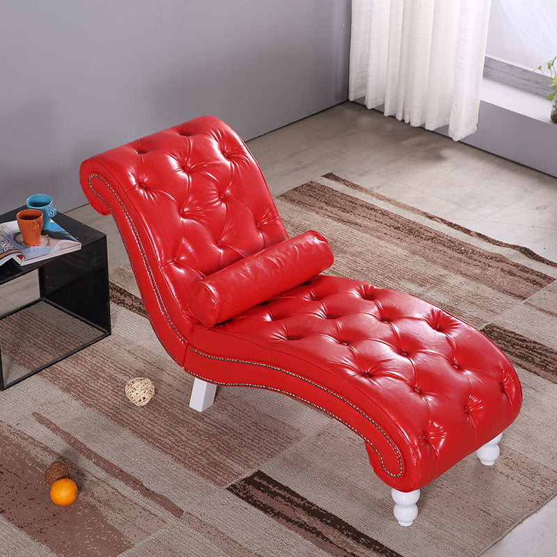 Scandinavian Upholstered Chaise Lounge Couch Armless Chaise Lounge Chair Red Faux Leather Clearhalo 'Chairs & Seating' 'Chaise Lounge' 'chaise_lounge' 'furn' 'furn_chaise_lounge' 'Furniture' 'Living Room Furniture' 7606964