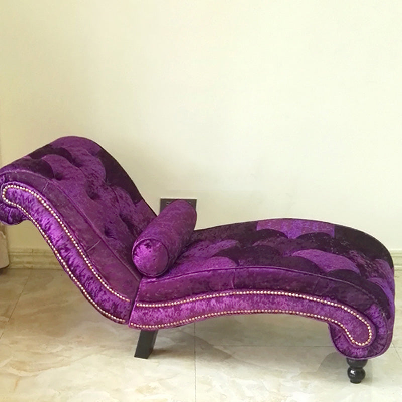 Scandinavian Upholstered Chaise Lounge Couch Armless Chaise Lounge Chair Purple Velvet Clearhalo 'Chairs & Seating' 'Chaise Lounge' 'chaise_lounge' 'furn' 'furn_chaise_lounge' 'Furniture' 'Living Room Furniture' 7606972