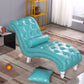 Scandinavian Upholstered Chaise Lounge Couch Armless Chaise Lounge Chair Peacock Blue Faux Leather Clearhalo 'Chairs & Seating' 'Chaise Lounge' 'chaise_lounge' 'furn' 'furn_chaise_lounge' 'Furniture' 'Living Room Furniture' 7606978