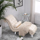 Scandinavian Upholstered Chaise Lounge Couch Armless Chaise Lounge Chair Off-White Faux Leather Clearhalo 'Chairs & Seating' 'Chaise Lounge' 'chaise_lounge' 'furn' 'furn_chaise_lounge' 'Furniture' 'Living Room Furniture' 7606984