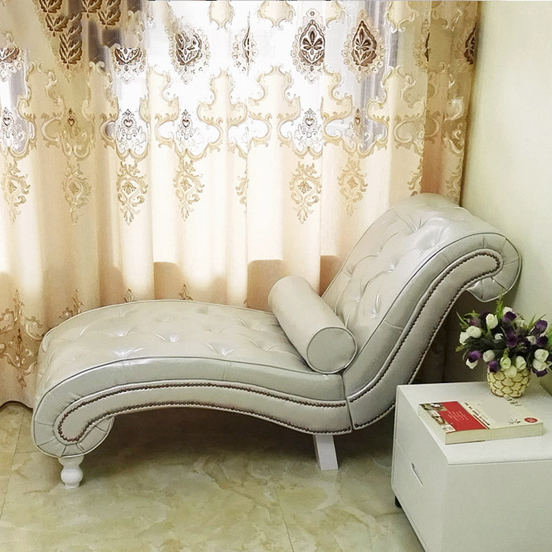 Scandinavian Upholstered Chaise Lounge Couch Armless Chaise Lounge Chair Silvery White Faux Leather Clearhalo 'Chairs & Seating' 'Chaise Lounge' 'chaise_lounge' 'furn' 'furn_chaise_lounge' 'Furniture' 'Living Room Furniture' 7606985