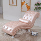 Scandinavian Upholstered Chaise Lounge Couch Armless Chaise Lounge Chair Champagne Gold Faux Leather Clearhalo 'Chairs & Seating' 'Chaise Lounge' 'chaise_lounge' 'furn' 'furn_chaise_lounge' 'Furniture' 'Living Room Furniture' 7606988