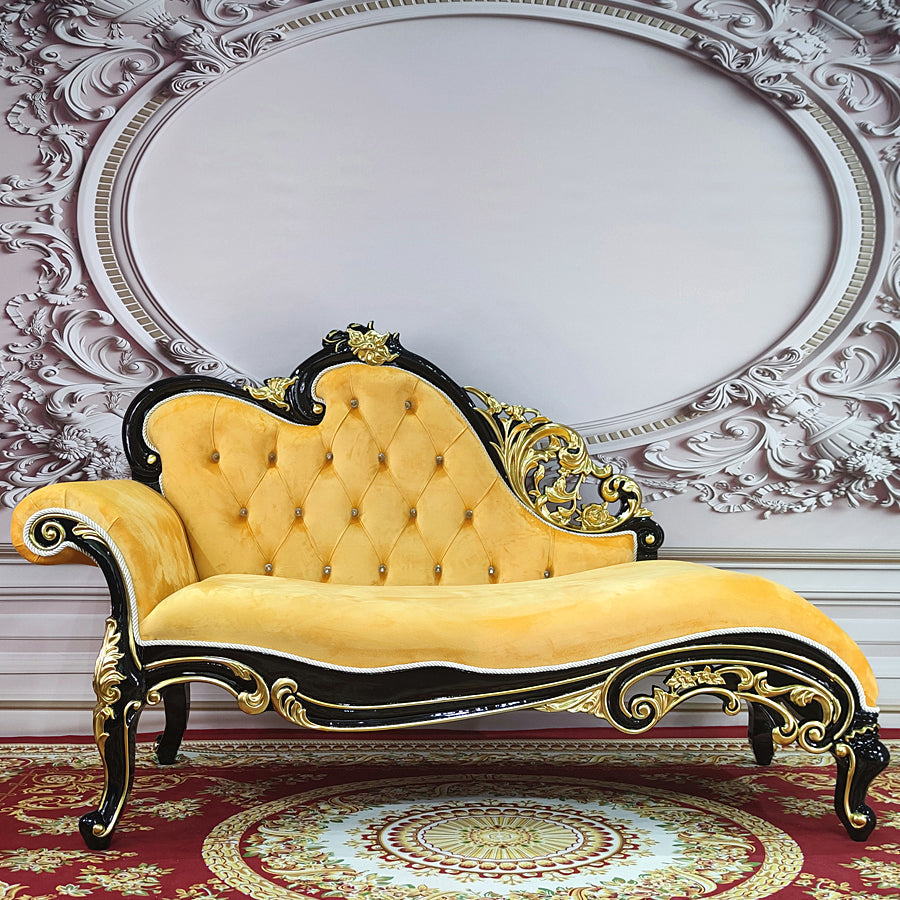 Traditional Upholstered Chaise Lounge Couch with Arms Chaise Lounge Chair Yellow Clearhalo 'Chairs & Seating' 'Chaise Lounge' 'chaise_lounge' 'furn' 'furn_chaise_lounge' 'Furniture' 'Living Room Furniture' 7607004