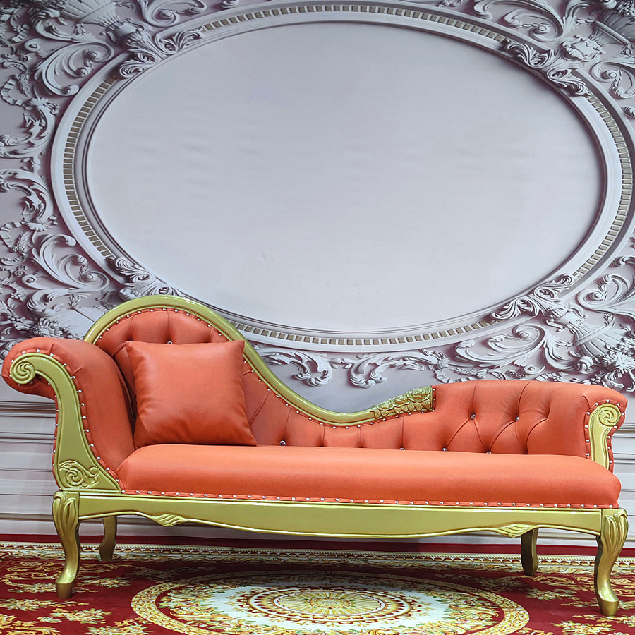 Traditional Upholstered Chaise Lounge Couch with Arms Chaise Lounge Chair Orange Clearhalo 'Chairs & Seating' 'Chaise Lounge' 'chaise_lounge' 'furn' 'furn_chaise_lounge' 'Furniture' 'Living Room Furniture' 7607006