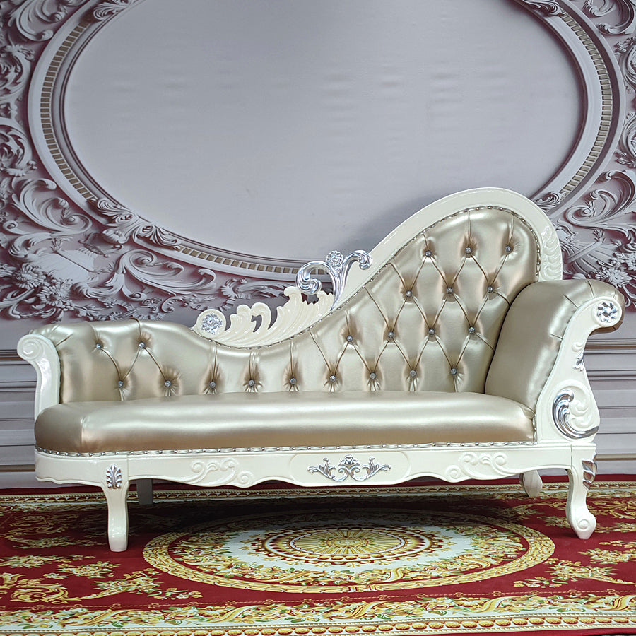 Traditional Upholstered Chaise Lounge Couch with Arms Chaise Lounge Chair Gold Clearhalo 'Chairs & Seating' 'Chaise Lounge' 'chaise_lounge' 'furn' 'furn_chaise_lounge' 'Furniture' 'Living Room Furniture' 7607013