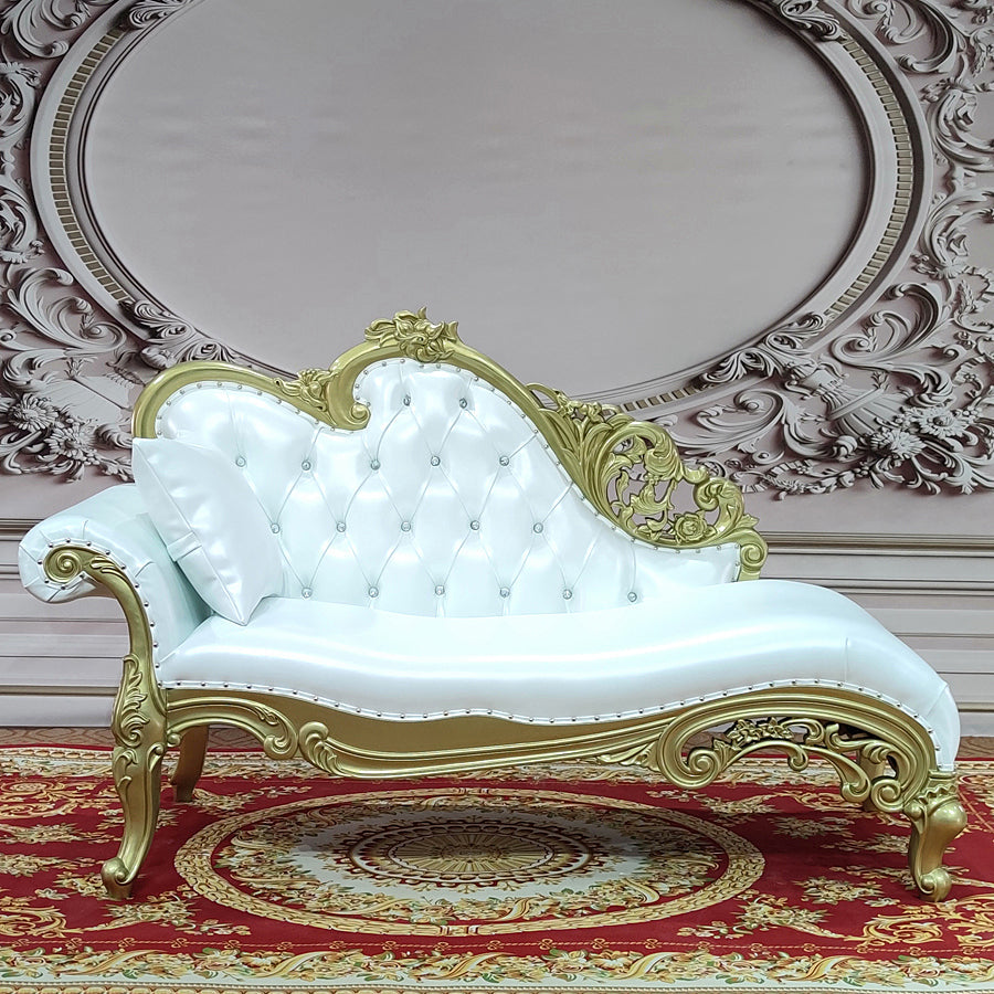 Traditional Upholstered Chaise Lounge Couch with Arms Chaise Lounge Chair Gloss White Clearhalo 'Chairs & Seating' 'Chaise Lounge' 'chaise_lounge' 'furn' 'furn_chaise_lounge' 'Furniture' 'Living Room Furniture' 7607015