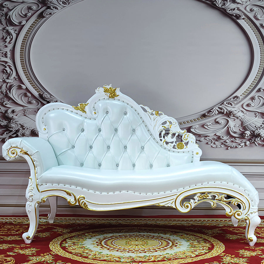Traditional Upholstered Chaise Lounge Couch with Arms Chaise Lounge Chair White-Gold Clearhalo 'Chairs & Seating' 'Chaise Lounge' 'chaise_lounge' 'furn' 'furn_chaise_lounge' 'Furniture' 'Living Room Furniture' 7607021