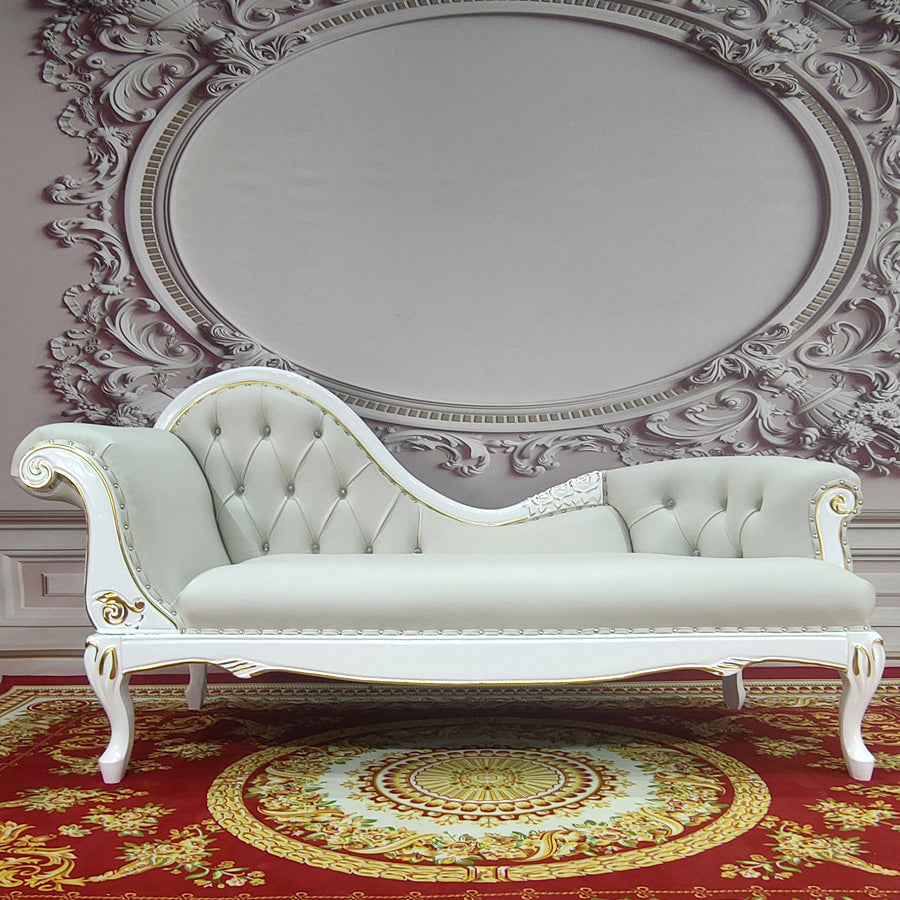 Traditional Upholstered Chaise Lounge Couch with Arms Chaise Lounge Chair White-Gray Clearhalo 'Chairs & Seating' 'Chaise Lounge' 'chaise_lounge' 'furn' 'furn_chaise_lounge' 'Furniture' 'Living Room Furniture' 7607026