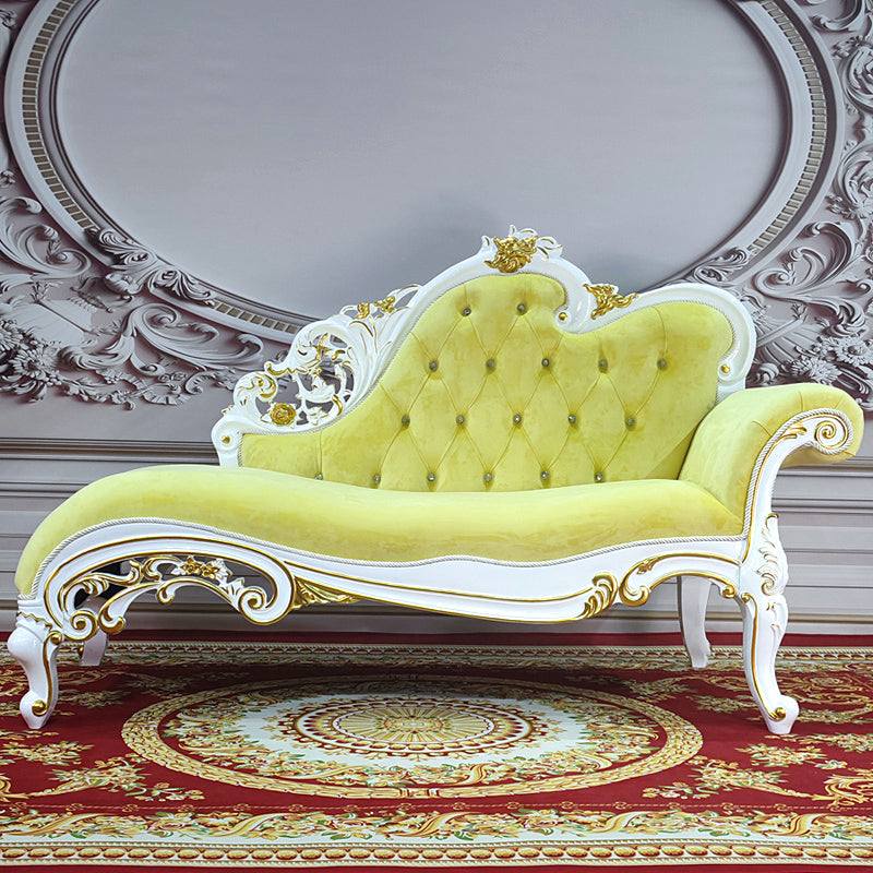 Traditional Upholstered Chaise Lounge Couch with Arms Chaise Lounge Chair Yellow White Clearhalo 'Chairs & Seating' 'Chaise Lounge' 'chaise_lounge' 'furn' 'furn_chaise_lounge' 'Furniture' 'Living Room Furniture' 7607029