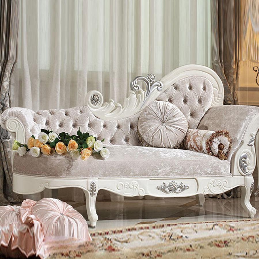 Traditional Upholstered Chaise Lounge Couch with Arms Chaise Lounge Chair Off-White Clearhalo 'Chairs & Seating' 'Chaise Lounge' 'chaise_lounge' 'furn' 'furn_chaise_lounge' 'Furniture' 'Living Room Furniture' 7607030