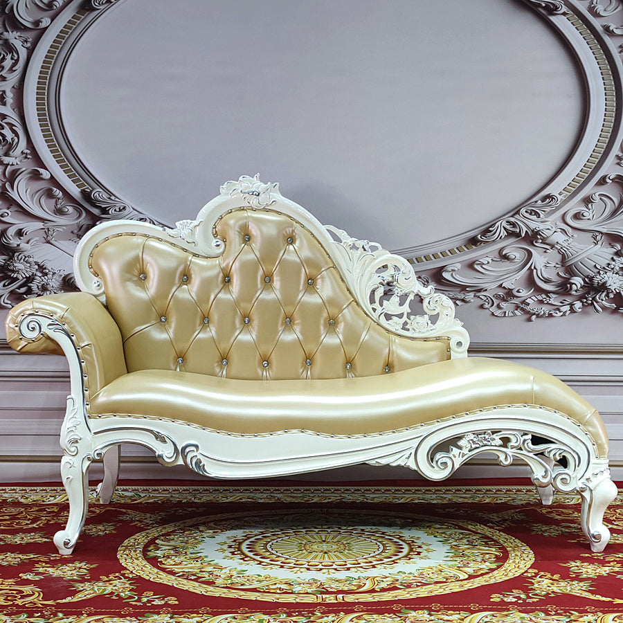 Traditional Upholstered Chaise Lounge Couch with Arms Chaise Lounge Chair Silvery White Clearhalo 'Chairs & Seating' 'Chaise Lounge' 'chaise_lounge' 'furn' 'furn_chaise_lounge' 'Furniture' 'Living Room Furniture' 7607031