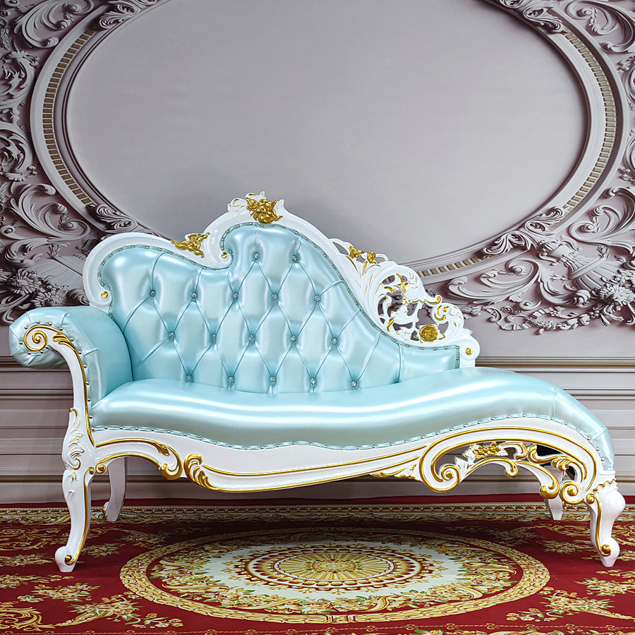 Traditional Upholstered Chaise Lounge Couch with Arms Chaise Lounge Chair Blue Gold Clearhalo 'Chairs & Seating' 'Chaise Lounge' 'chaise_lounge' 'furn' 'furn_chaise_lounge' 'Furniture' 'Living Room Furniture' 7607032