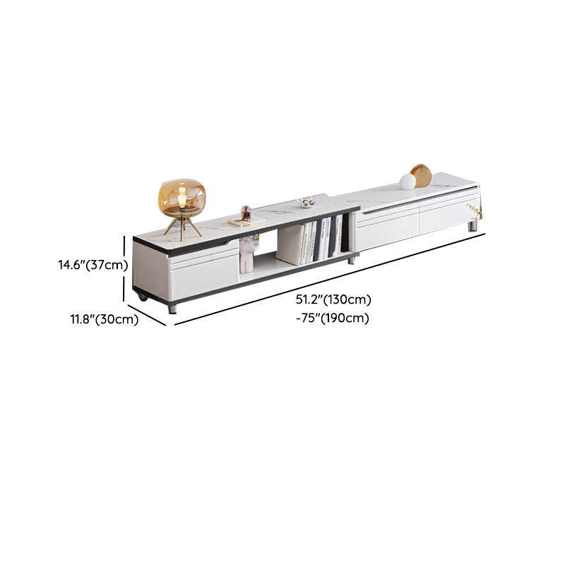 モダンなテレビコンソールストーンメディアコンソール部屋用の引き出し付きオープンストレージコンソール
