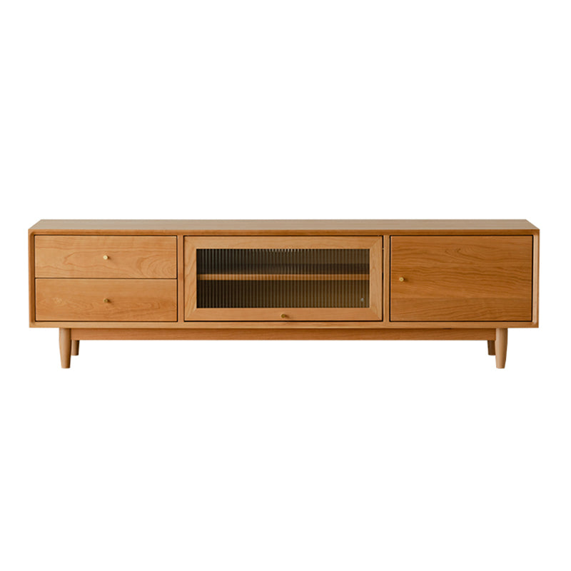 Scandinavian Media Console Wooden TV Media Console with Drawers 71"L x 16"W x 20"H Cherry Wood Clearhalo 'furn' 'furn_tv_stands_entertainment_centers' 'Furniture' 'Living Room Furniture' 'TV Stands & Entertainment Centers' 'TV Stands & Media Storage Furniture' 'tv_stands_entertainment_centers' 7609022