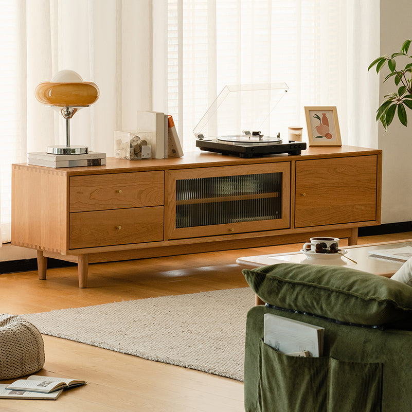 Scandinavian Media Console Wooden TV Media Console with Drawers Clearhalo 'furn' 'furn_tv_stands_entertainment_centers' 'Furniture' 'Living Room Furniture' 'TV Stands & Entertainment Centers' 'TV Stands & Media Storage Furniture' 'tv_stands_entertainment_centers' 7609023