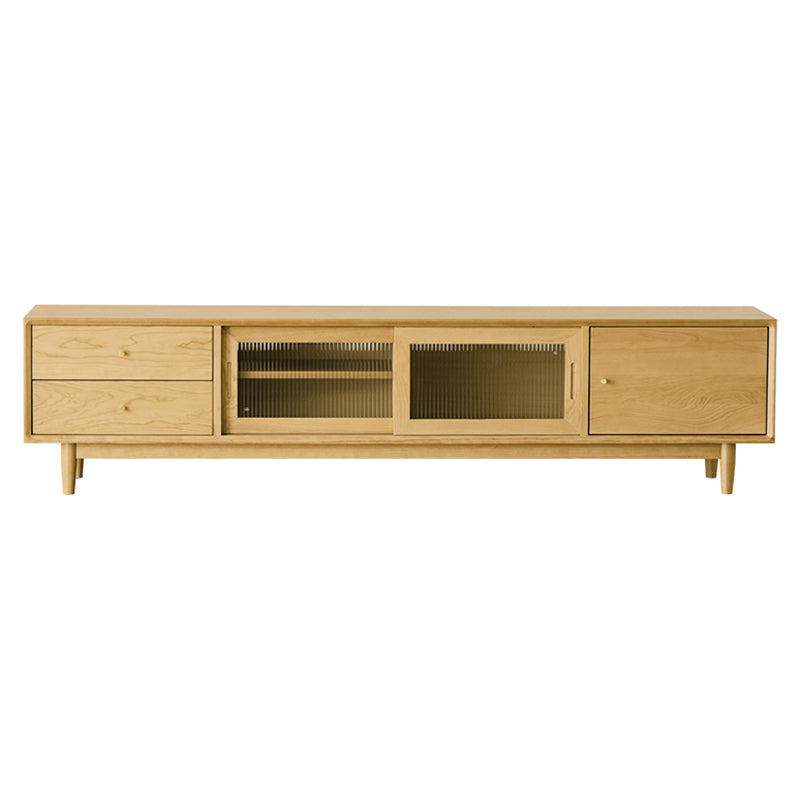 Scandinavian Media Console Wooden TV Media Console with Drawers 83"L x 16"W x 20"H Oak Clearhalo 'furn' 'furn_tv_stands_entertainment_centers' 'Furniture' 'Living Room Furniture' 'TV Stands & Entertainment Centers' 'TV Stands & Media Storage Furniture' 'tv_stands_entertainment_centers' 7609025