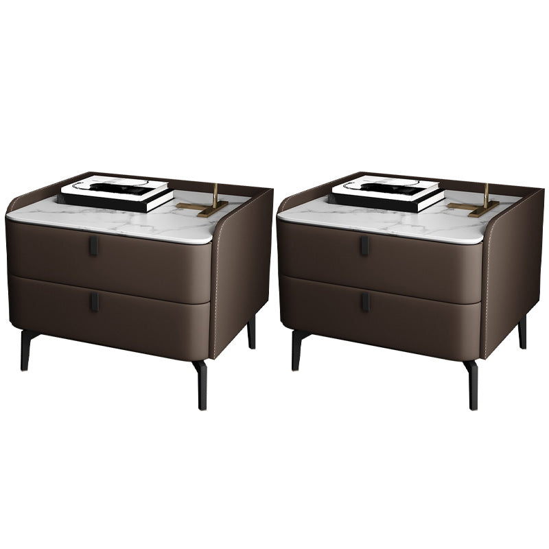 Moderno de acento de piedra de cabecera con 2 cajones