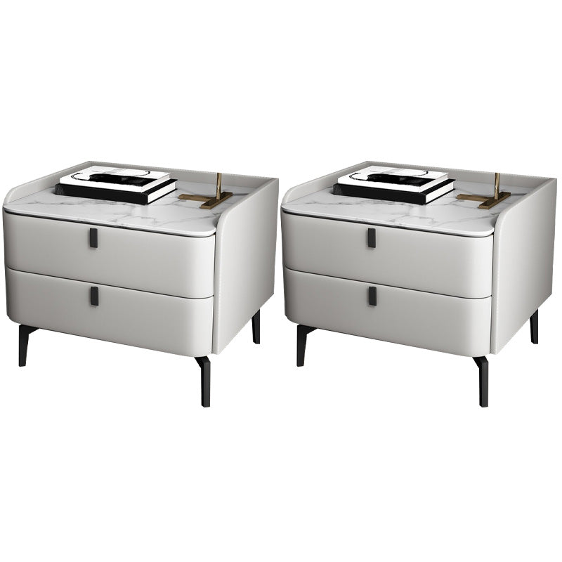 Moderno de acento de piedra de cabecera con 2 cajones