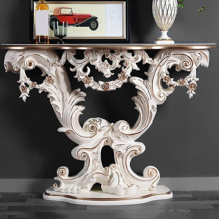French Country Console Table Brown/Black/White/Gold Wooden Console Sofa Table White Clearhalo 'Console Tables' 'console_tables' 'Entry & Mudroom Furniture' 'furn' 'furn_console_tables' 'Furniture' 7609352