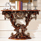 French Country Console Table Brown/Black/White/Gold Wooden Console Sofa Table Brown Clearhalo 'Console Tables' 'console_tables' 'Entry & Mudroom Furniture' 'furn' 'furn_console_tables' 'Furniture' 7609354