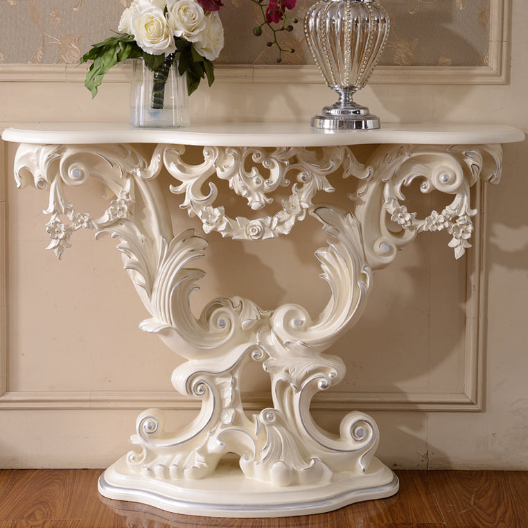 French Country Console Table Brown/Black/White/Gold Wooden Console Sofa Table 47"L x 14"W x 34"H White-Silver Clearhalo 'Console Tables' 'console_tables' 'Entry & Mudroom Furniture' 'furn' 'furn_console_tables' 'Furniture' 7609358