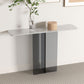 Rectangle Shape Contemporary Console Table Black/White Stone Console Sofa Table Black Gray Clearhalo 'Console Tables' 'console_tables' 'Entry & Mudroom Furniture' 'furn' 'furn_console_tables' 'Furniture' 7609402
