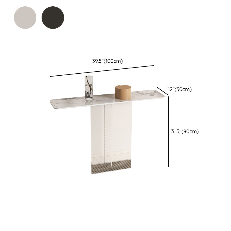 Rectangle Shape Contemporary Console Table Black/White Stone Console Sofa Table Clearhalo 'Console Tables' 'console_tables' 'Entry & Mudroom Furniture' 'furn' 'furn_console_tables' 'Furniture' 7609418