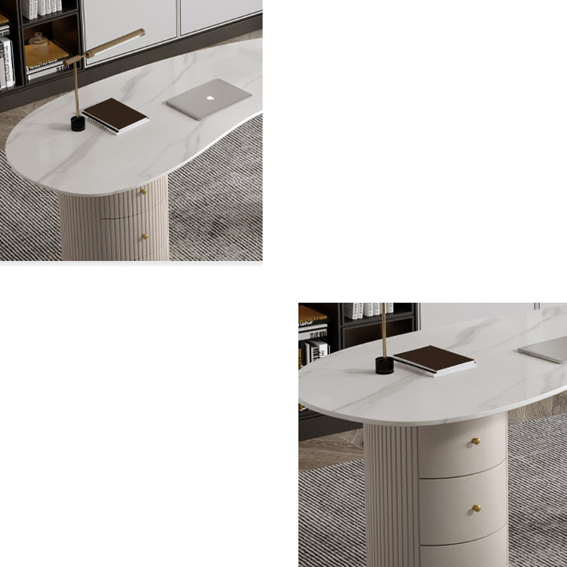 Bureau d'écriture en pierre de style glamour Bureau en bois d'origine avec 3 tiroirs