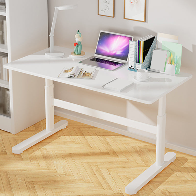Contemporary Adjustable Height Writing Desk White T-shape Base Office Desk 47"L x 24"W x 31"H No Drawer Clearhalo 'furn' 'furn_office_desk' 'Furniture' 'Office Desks' 'Office Furniture' 'office_desk' 7609587