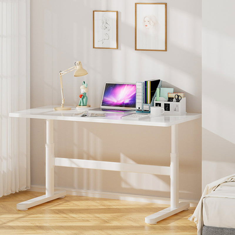 Contemporary Adjustable Height Writing Desk White T-shape Base Office Desk Clearhalo 'furn' 'furn_office_desk' 'Furniture' 'Office Desks' 'Office Furniture' 'office_desk' 7609588