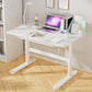 Contemporary Adjustable Height Writing Desk White T-shape Base Office Desk 39"L x 24"W x 31"H Drawers Clearhalo 'furn' 'furn_office_desk' 'Furniture' 'Office Desks' 'Office Furniture' 'office_desk' 7609593