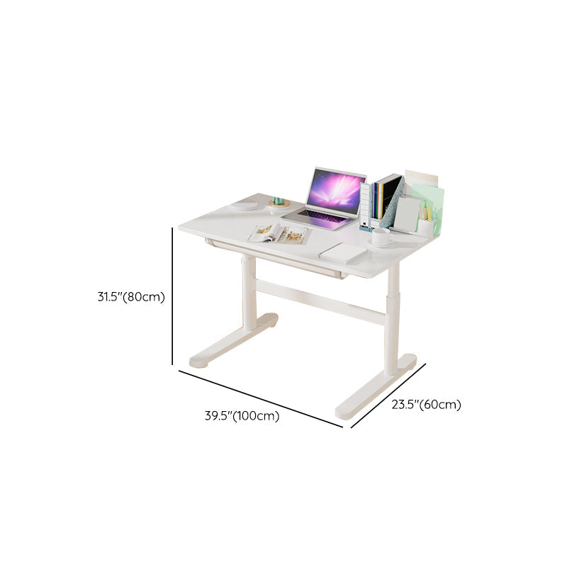 Contemporary Adjustable Height Writing Desk White T-shape Base Office Desk Clearhalo 'furn' 'furn_office_desk' 'Furniture' 'Office Desks' 'Office Furniture' 'office_desk' 7609598