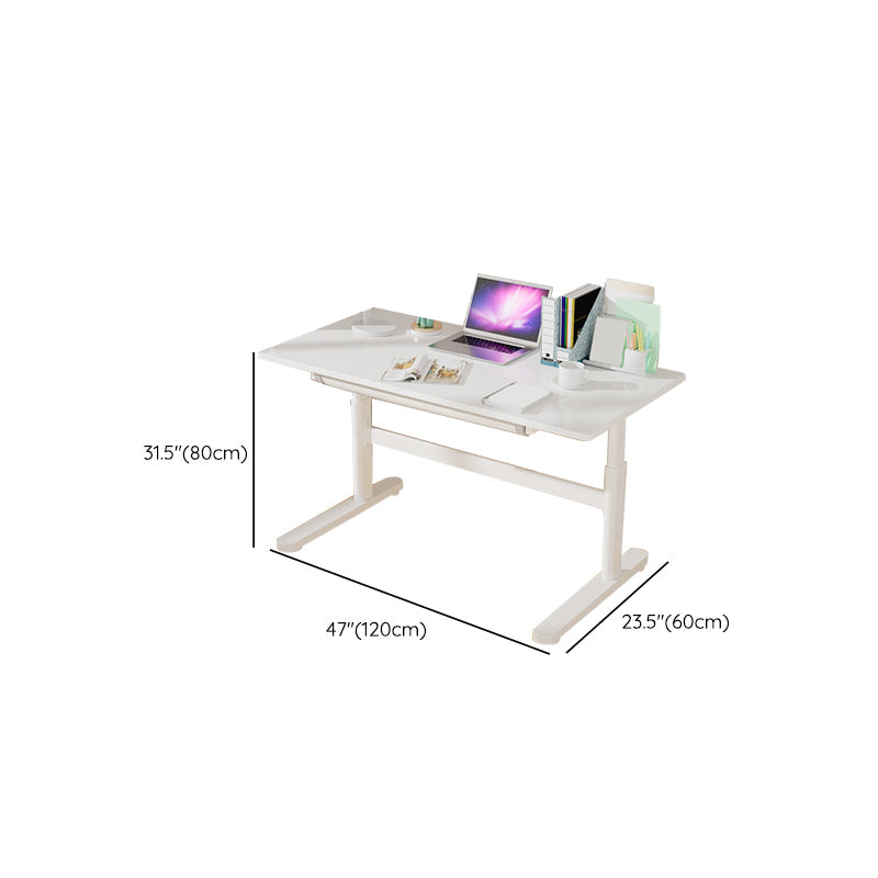 Contemporary Adjustable Height Writing Desk White T-shape Base Office Desk Clearhalo 'furn' 'furn_office_desk' 'Furniture' 'Office Desks' 'Office Furniture' 'office_desk' 7609599