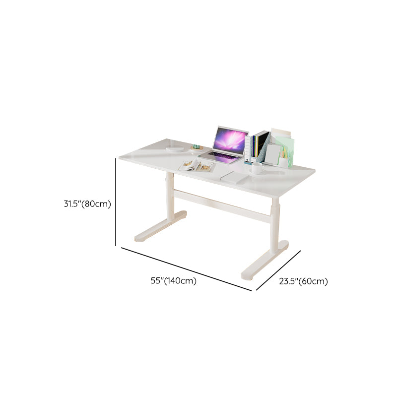 Contemporary Adjustable Height Writing Desk White T-shape Base Office Desk Clearhalo 'furn' 'furn_office_desk' 'Furniture' 'Office Desks' 'Office Furniture' 'office_desk' 7609603