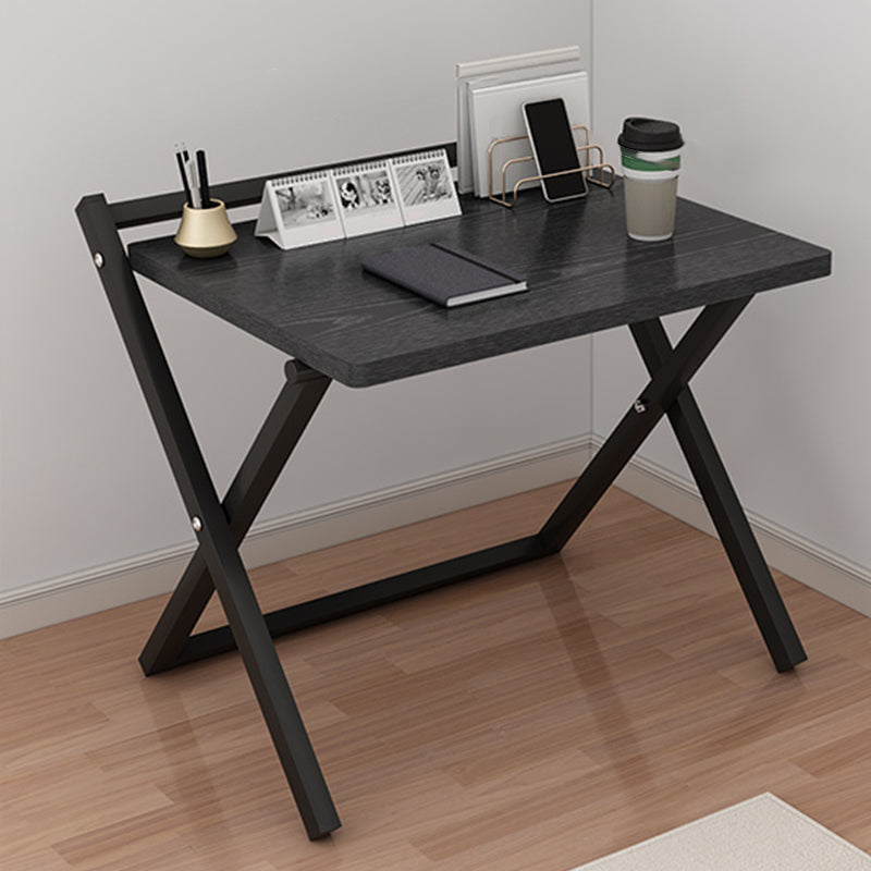 Modern Folding Writing Desk Trestle Base Dormitory Office Desk 24"L x 16"W x 30"H Black Clearhalo 'furn' 'furn_office_desk' 'Furniture' 'Office Desks' 'Office Furniture' 'office_desk' 7609608