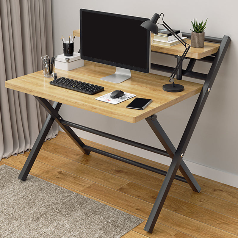 Modern Folding Writing Desk Trestle Base Dormitory Office Desk 33"L x 24"W x 34"H Natural Clearhalo 'furn' 'furn_office_desk' 'Furniture' 'Office Desks' 'Office Furniture' 'office_desk' 7609610