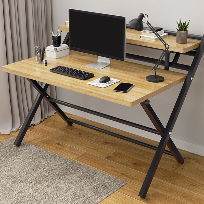 Modern Folding Writing Desk Trestle Base Dormitory Office Desk 48"L x 24"W x 34"H Natural Clearhalo 'furn' 'furn_office_desk' 'Furniture' 'Office Desks' 'Office Furniture' 'office_desk' 7609612