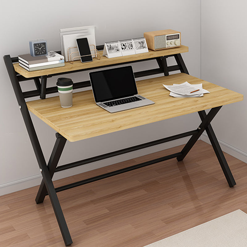 Rectangular Folding Home Writing Desk Trestle Steel Base Office Desk 48"L x 24"W x 34"H Natural Clearhalo 'furn' 'furn_office_desk' 'Furniture' 'Office Desks' 'Office Furniture' 'office_desk' 7609623