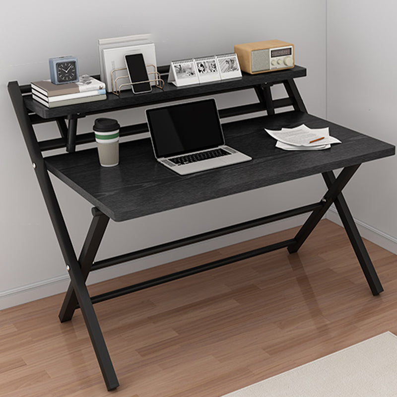 Rectangular Folding Home Writing Desk Trestle Steel Base Office Desk 48"L x 24"W x 34"H Black Clearhalo 'furn' 'furn_office_desk' 'Furniture' 'Office Desks' 'Office Furniture' 'office_desk' 7609625