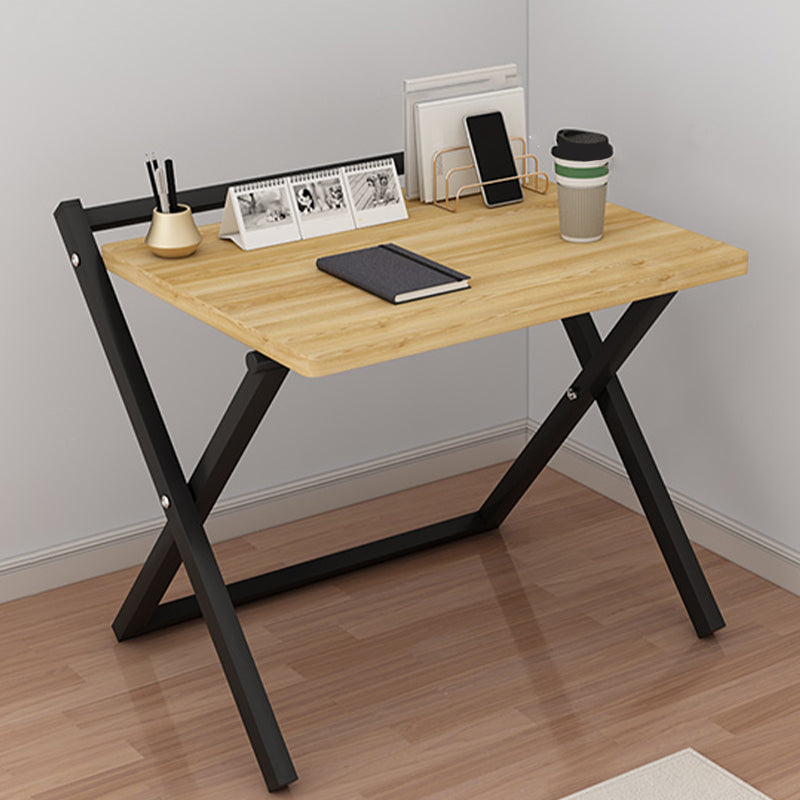 Rectangular Folding Home Writing Desk Trestle Steel Base Office Desk 24"L x 16"W x 30"H Natural Clearhalo 'furn' 'furn_office_desk' 'Furniture' 'Office Desks' 'Office Furniture' 'office_desk' 7609627