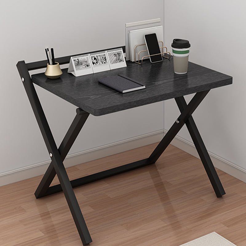Rectangular Folding Home Writing Desk Trestle Steel Base Office Desk 24"L x 16"W x 30"H Black Clearhalo 'furn' 'furn_office_desk' 'Furniture' 'Office Desks' 'Office Furniture' 'office_desk' 7609629