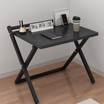 Rectangular Folding Home Writing Desk Trestle Steel Base Office Desk 24"L x 16"W x 30"H Black Clearhalo 'furn' 'furn_office_desk' 'Furniture' 'Office Desks' 'Office Furniture' 'office_desk' 7609629