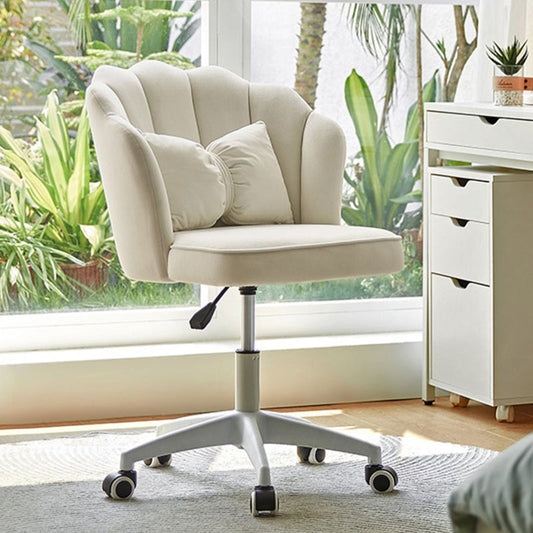Armless Office Chair White/Pink Desk Chair with Wheels for Living Room White 1 Piece