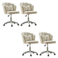 Armless Office Chair White/Pink Desk Chair with Wheels for Living Room