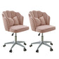 Armless Office Chair White/Pink Desk Chair with Wheels for Living Room