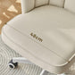 Armless Office Chair White/Pink Desk Chair with Wheels for Living Room