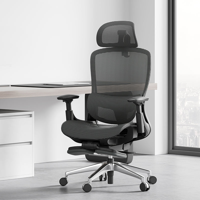 Verstelbare wapenstoel Mesh Desk stoel met wielen voor thuis