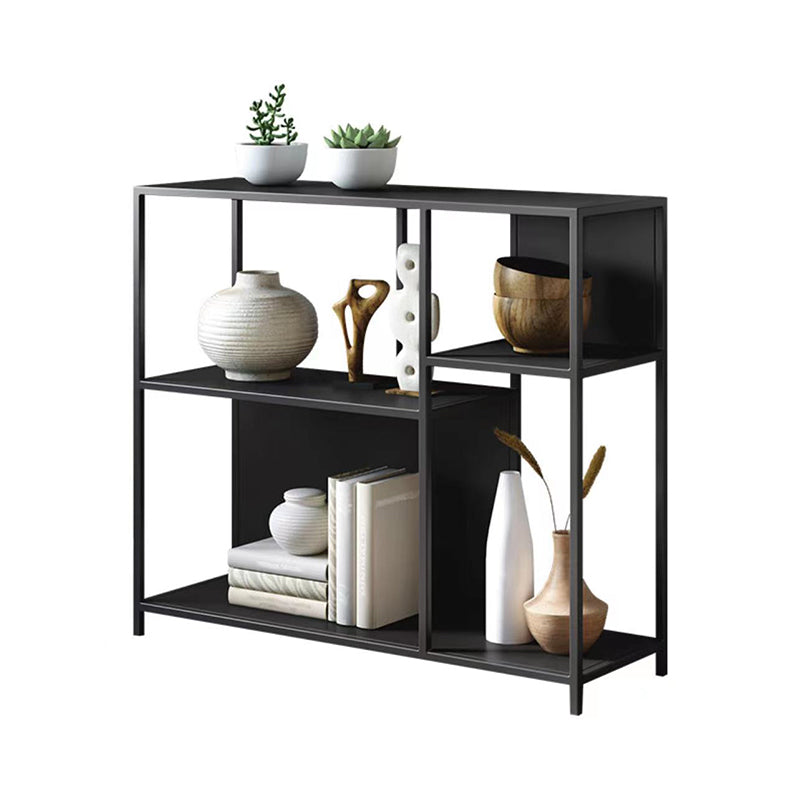 Horizontal Metal Bookcase Modern Open Back Bookshelf with Shelves 35"L x 12"W x 31"H Black Clearhalo 'Bookcases' 'furn' 'furn_bookcases' 'Furniture' 'Office Furniture' 7609856