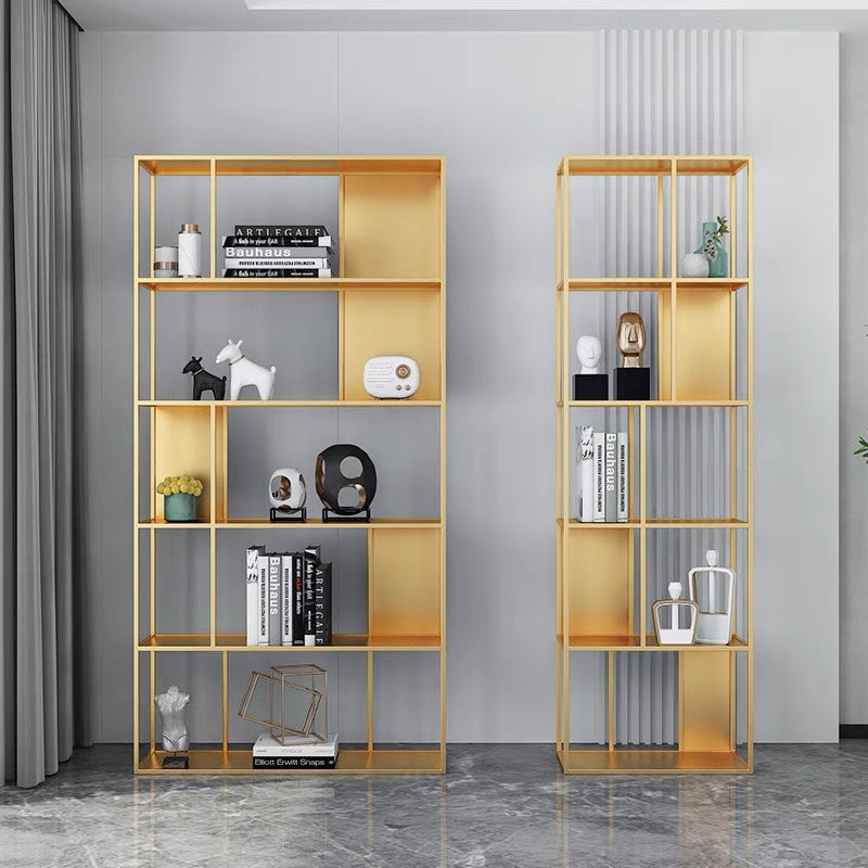 Contemporary Vertical Metal Bookshelf Open Back Bookcase with Shelves Clearhalo 'Bookcases' 'furn' 'furn_bookcases' 'Furniture' 'Office Furniture' 7609909